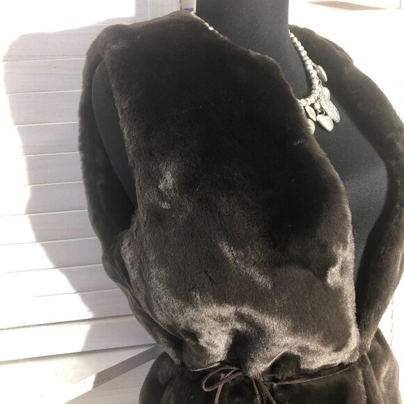 Vintage 90s Y2K Faux Fur Vest Brown Charlotte Russe Small - Picture 9 of 9